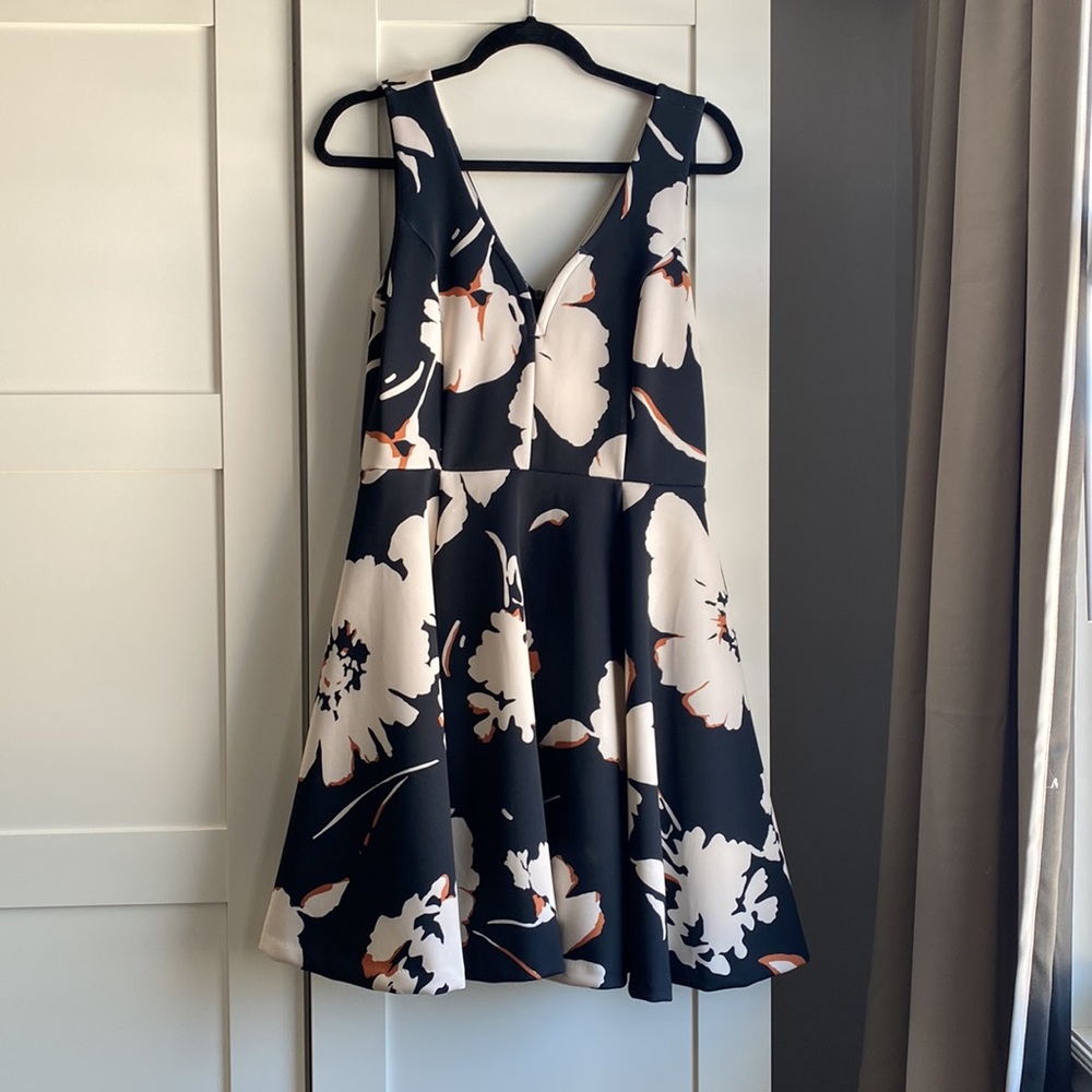 Maeve | Armory Black Floral Motif Fit and Flare Dress